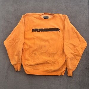 vintage 90s Steve & Barry's HUMMER crewneck sweatshirt orange large (STAINED)